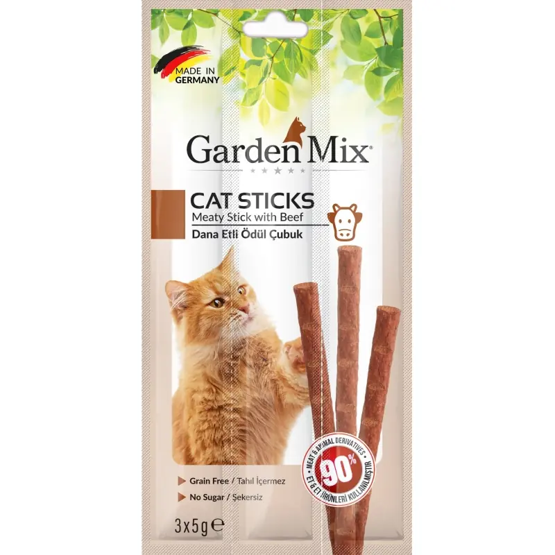 Ürün görseli: Gardenmix Dana Etli Kedi Stick Ödül 3*5g 50‘li