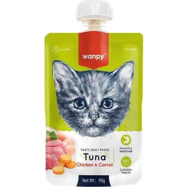 Ürün görseli: Wanpy Taze Ton Balıklı&tavuklu 12 Li Kedi Et Ezmesi 90 gr