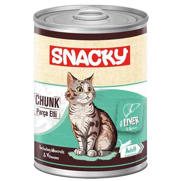 Ürün görseli: Snacky 12'li Koli-400 gr Chunk/Konserve Ciğerli Yetişkin Kedi