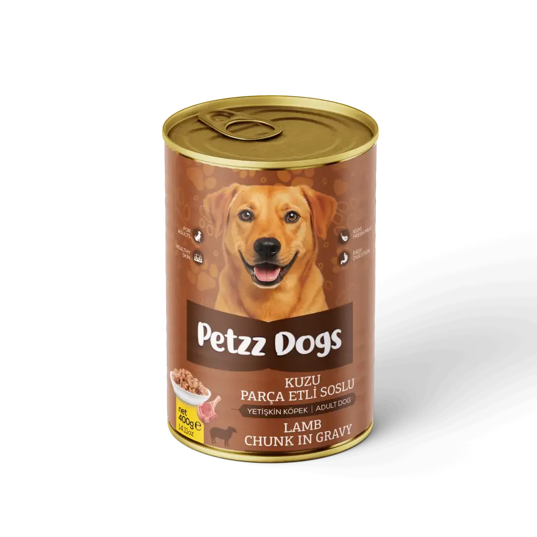 Ürün görseli: PetzzDogs Kuzu Etli Yetişkin Köpek Konservesi 400 gr 12'li