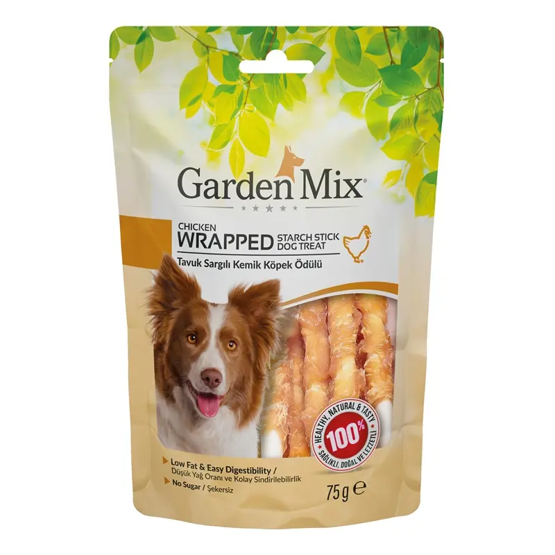 Ürün görseli: Garden Mix Tavuk Sargılı Kemik Köpek Ödülü 75 Gr