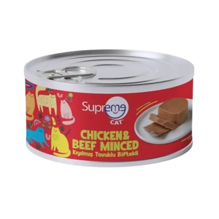 Ürün görseli: Supreme Kıyılmış Tavuklu Biftekli Kedi Yaş Maması 85 Gr 24'lü