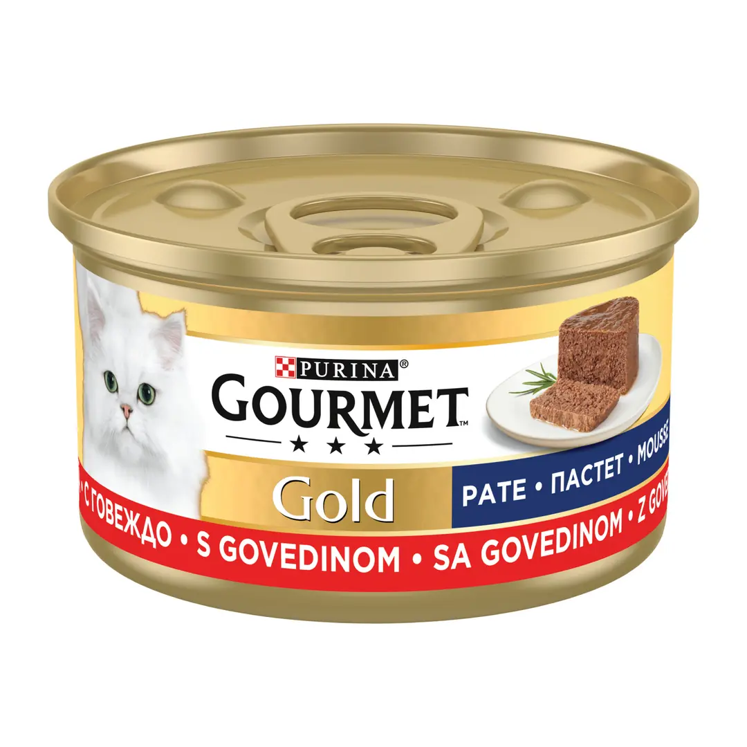 Ürün görseli: Gourmet Gold Kıyılmış Sığır Etli Yaş Kedi Maması Konserve 85 G