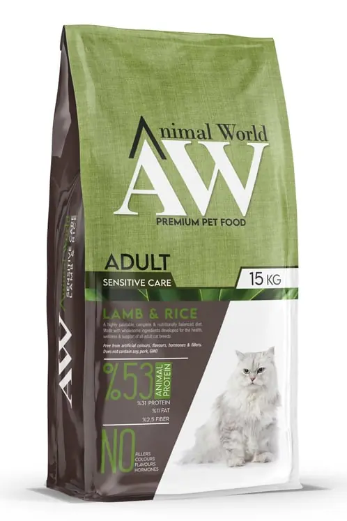Ürün görseli: Animal World Kuzu Etli ve Pirinçli 15 kg Yetişkin Kedi Maması