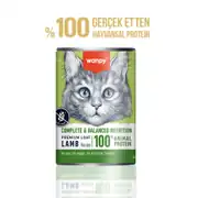 Wanpy Tahılsız Kedi %100 Gerçek Et 375 gr Kuzulu