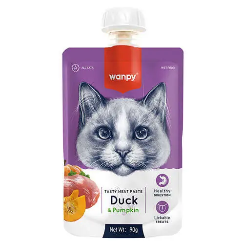 Ürün görseli: Wanpy Tasty Meat Paste Taze Ördeki ve Balkabaklı Kedi Et Ezmesi 90 Gr