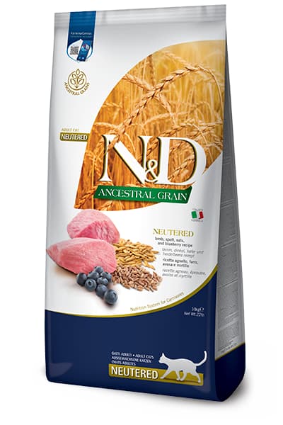 Ürün görseli: N&D Düşük Tahıllı Kısırlaştırılmış Kuzu Etli 10 kg Yetişkin Kedi Maması