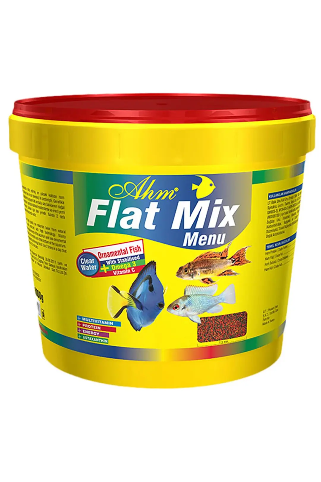 Ürün görseli: Ahm Flat Mix Menu 10 lt / 3 kg Granül Balık Yemi