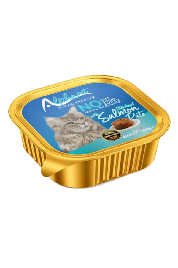 Ürün görseli: Alphapet Alutray Yetişkin Kediler İçin Somonlu Steril Pate 100gr