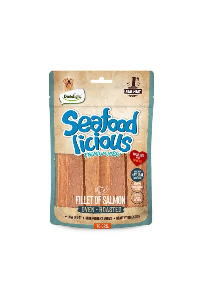 Ürün görseli: Dentalight Seafood Fillet Somon Balıklı Köpek Ödül Maması 70 Gr