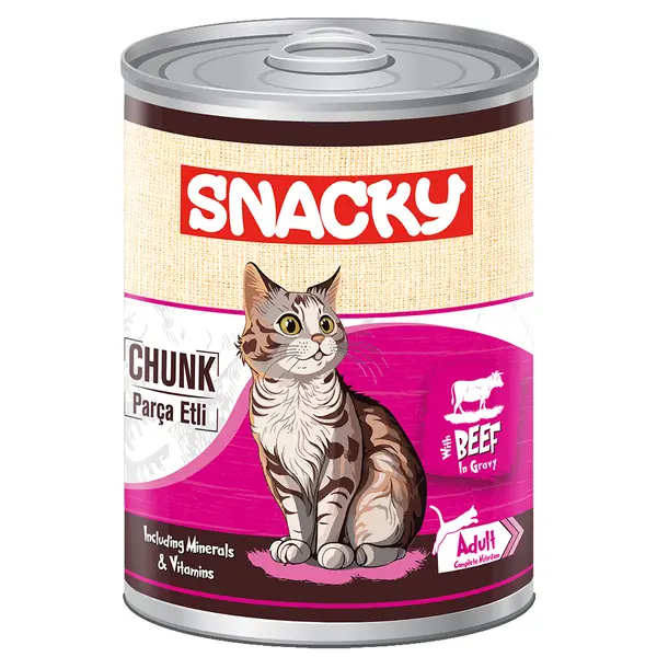 Ürün görseli: Snacky 12'li Koli-400 gr Chunk/Konserve SığırEtli Yetiş.Kedi