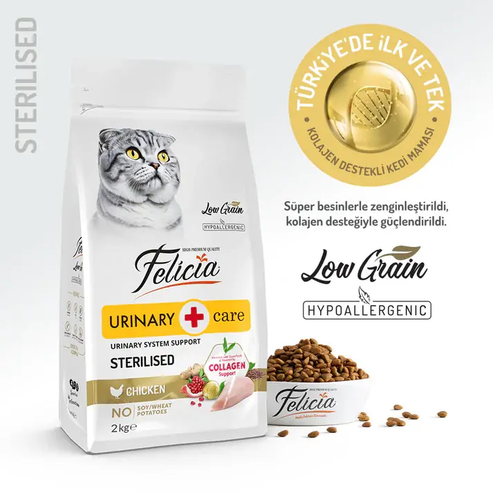Ürün görseli: Felicia Kolajen Destekli Hipoalerjenik Tavuklu Kısırlaştırılmış Yetişkin Kedi Maması 2KG