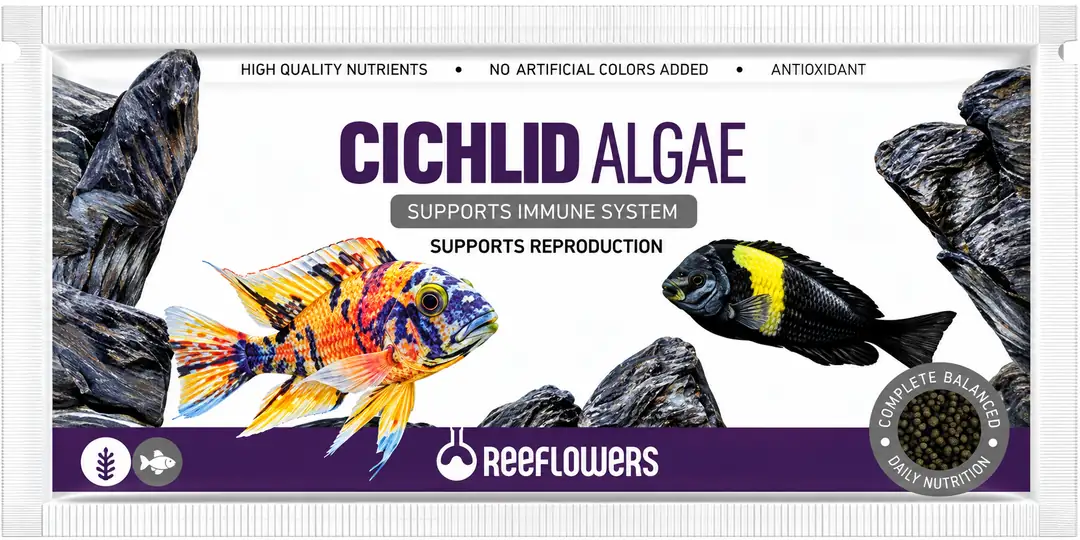 Ürün görseli: Reeflowers Cichlid Algae Granül Balık Yemi 15 Gr Zarf 