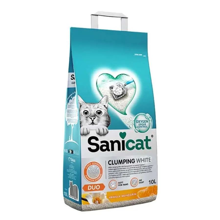 Ürün görseli: Sanicat Duo Clumping White Vanilya ve Mandalina Kokulu 10 lt Bentonit Kedi Kumu