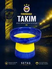 Sarı Lacivert Ayaklı Seramik Mama Kabı – Fenerbahçe Taraftar Serisi