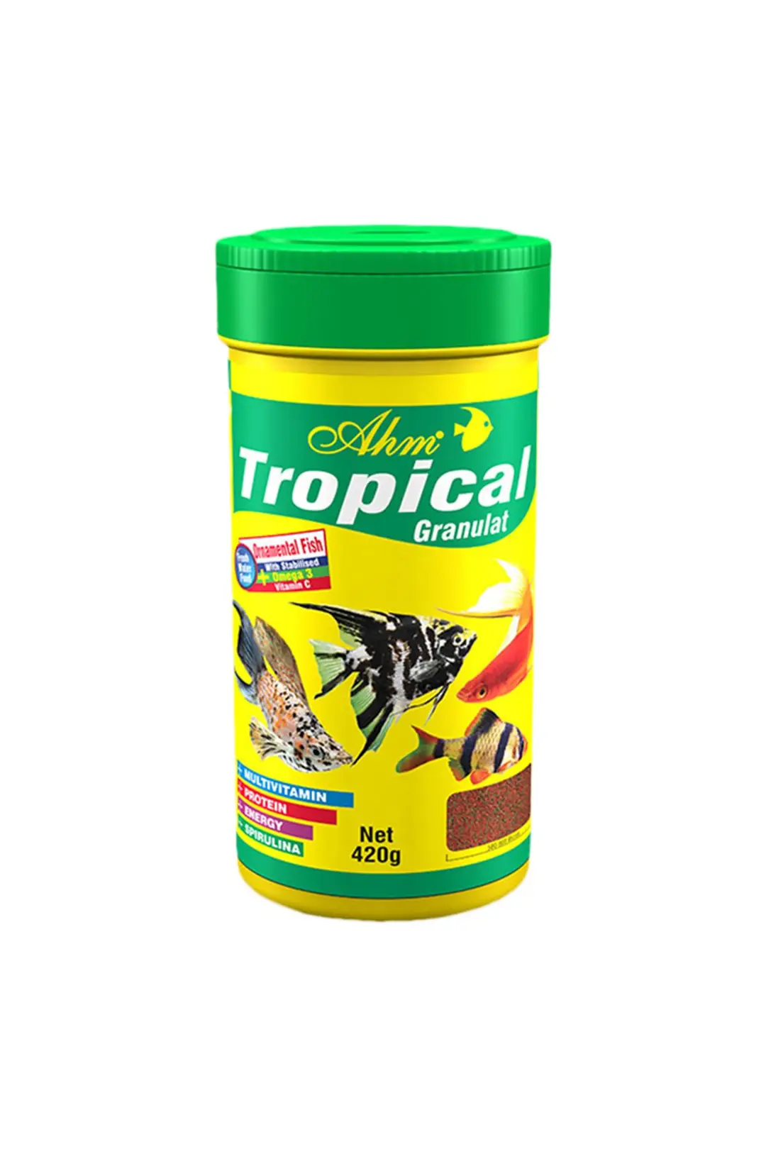 Ürün görseli: Ahm Tropical Granulat 1000 ml / 420 gr Renk Canlandıran Balık Yemi