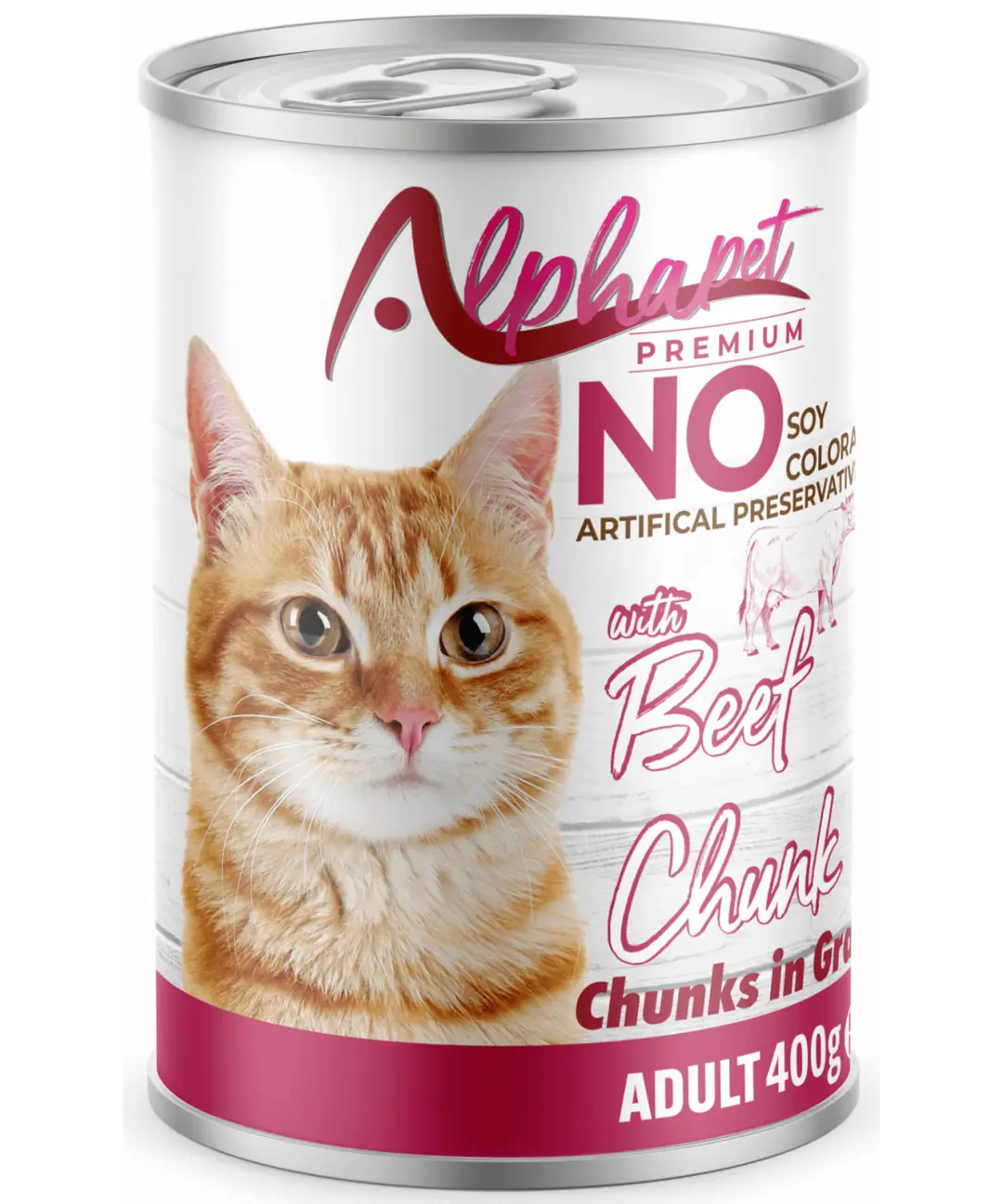 Ürün görseli: Alpha Sığır Parça Etli Soslu Yetişkin Kedi Konserve 400 GR 12'li