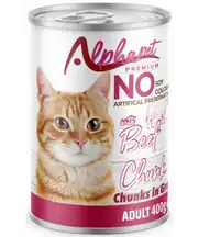 Alpha Sığır Parça Etli Soslu Yetişkin Kedi Konserve 400 GR 12'li