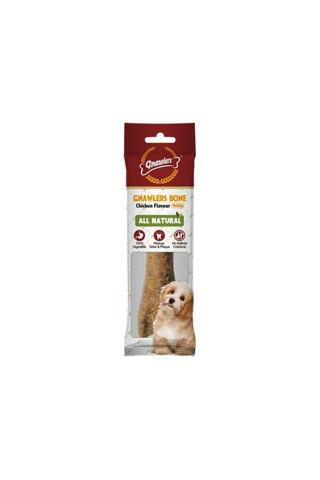 Ürün görseli: Gnawlers Tavuklu Köpek Ödül Kemiği 12.5cm [M]