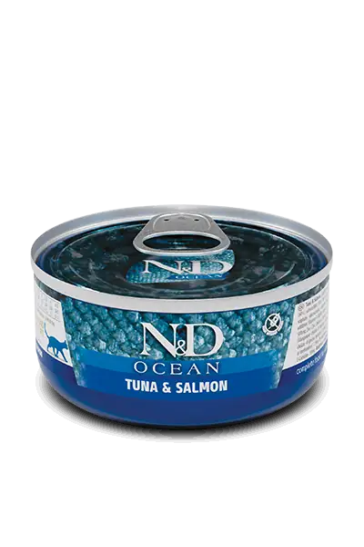 Ürün görseli: N&D Ocean Tahılsız Ton Balığı ve Somonlu 70 gr Yetişkin Yaş Kedi Maması
