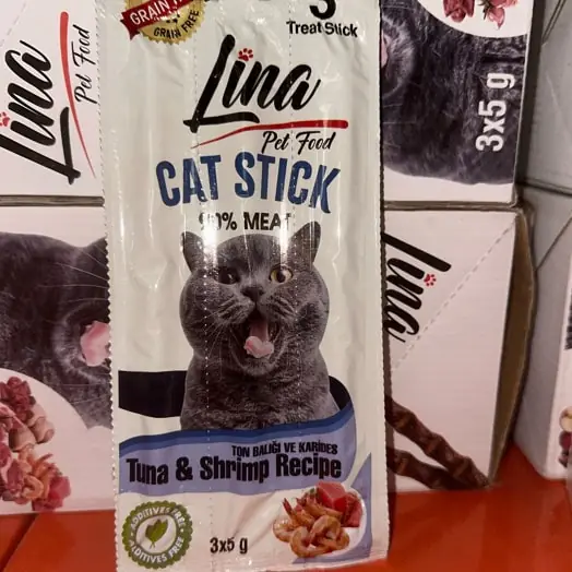 Ürün görseli: Lina Ton Balığı ve Karidesli Kedi Stick 3x5 g