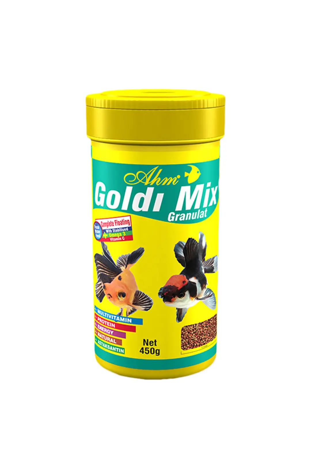 Ürün görseli: Ahm Goldi Mix Granulat Karışık Japon Balığı Yemi 250 Ml