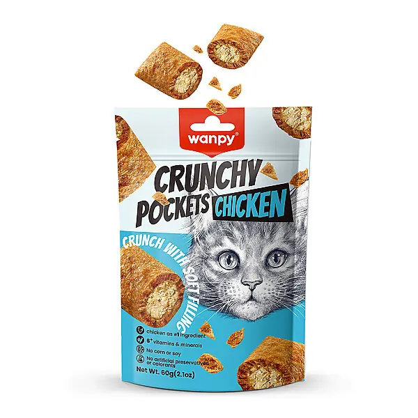 Ürün görseli: Wanpy Kedi Crunch Ödül Tavuk 60g - 10'lu
