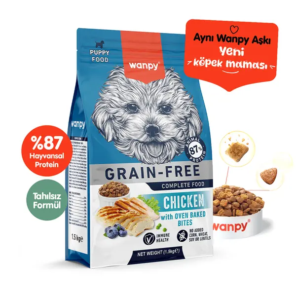 Ürün görseli: Wanpy Tahılsız Tavuklu Yavru Köpek Maması 1,5 kg