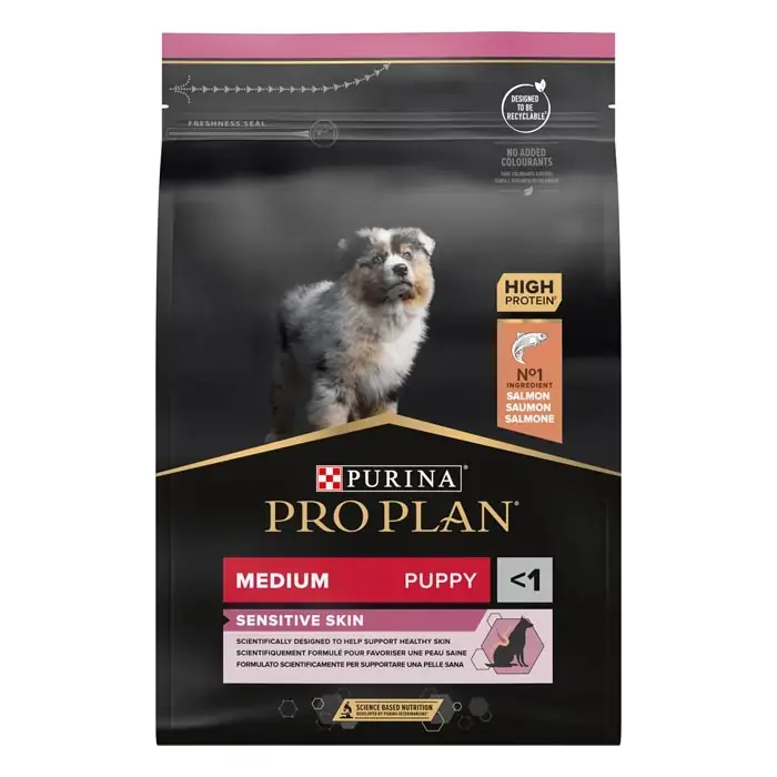 Ürün görseli: Proplan Puppy Medium Sensitive Skin Somonlu Köpek Maması 3 kg