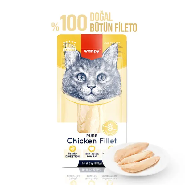 Ürün görseli: Wanpy Tavuk Fileto 25g Kedi Ödülü