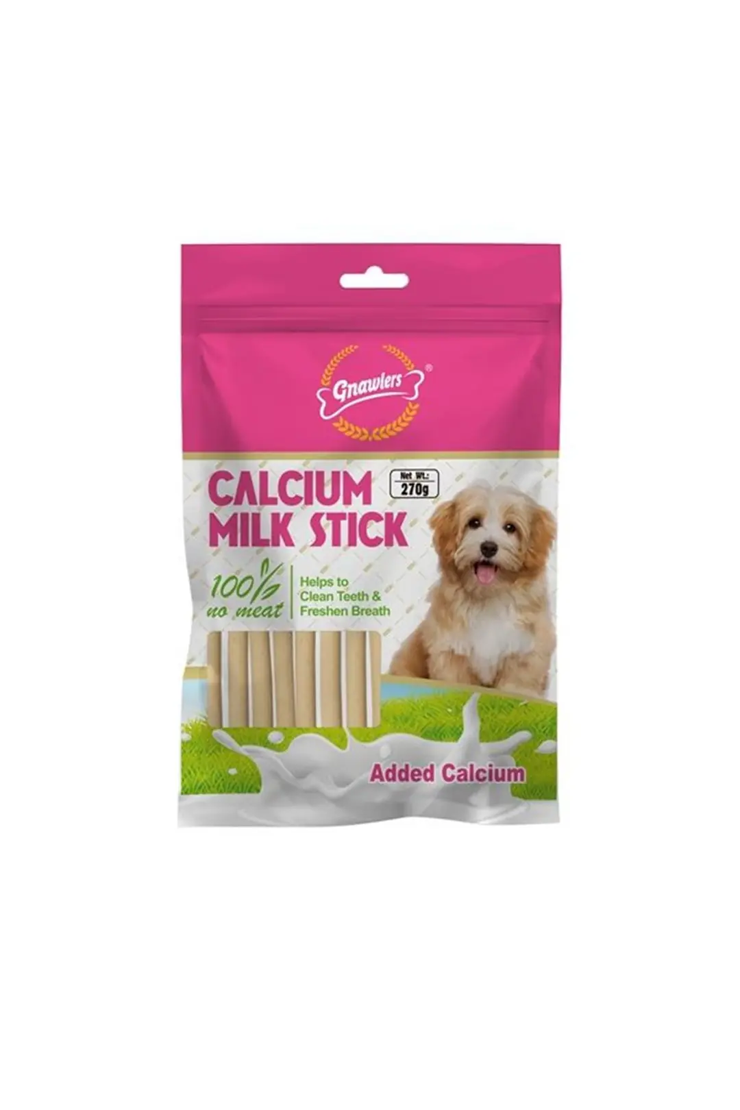 Ürün görseli: Gnawlers Kalsiyumlu Sütlü Stick Köpek Ödül Kemiği 270gr