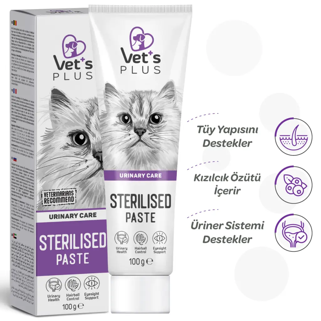 Ürün görseli: Vet's Plus Kısırlaştırılmış Kediler İçin Malt Kedi Macunu 100gr