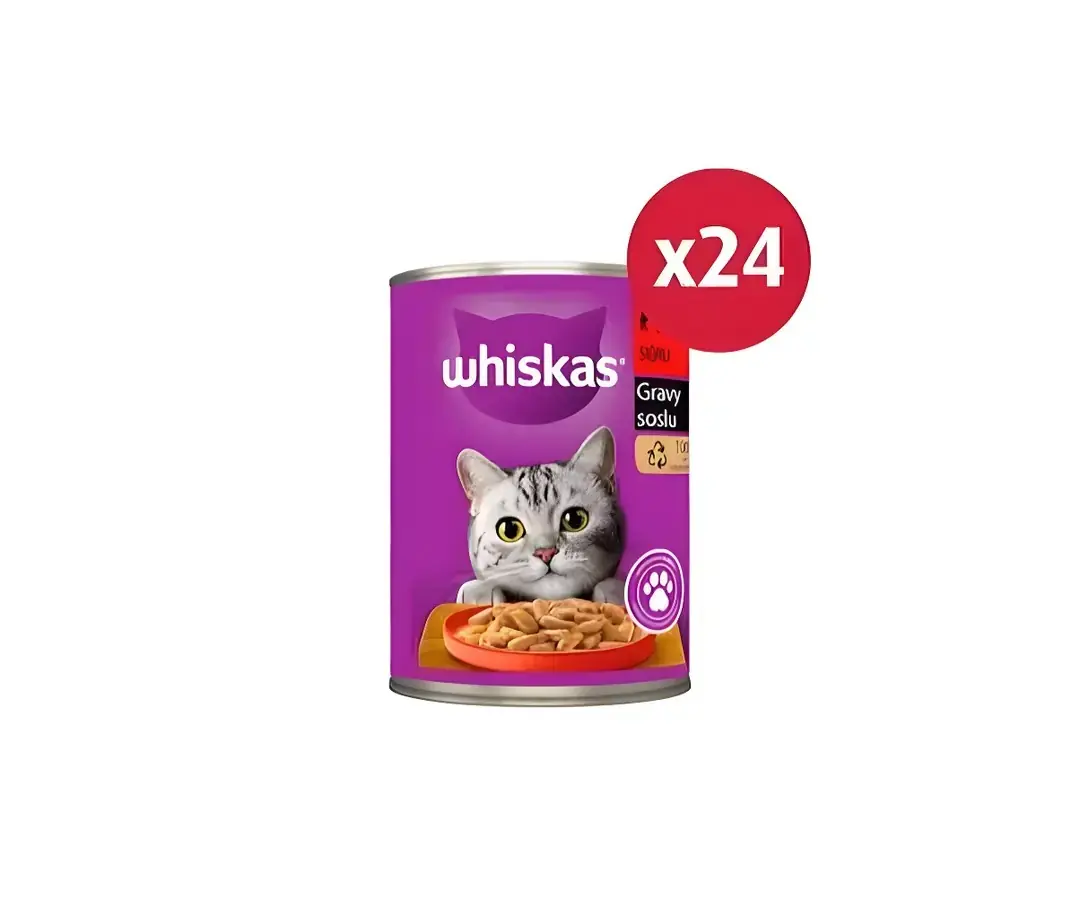Ürün görseli: Whiskas Sığır Etli 400 gr 24'lü Yetişkin Konserve Kedi Maması