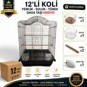 400 Seri Kuş Kafesi / Yemlik,Suluk,Tünek,Gaga Taşı Setli - 12'li Koli