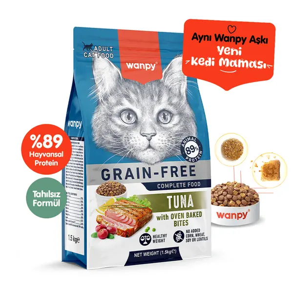 Ürün görseli: Wanpy Tahılsız Ton Balıklı Yetişkin Kedi Maması 1,5 kg