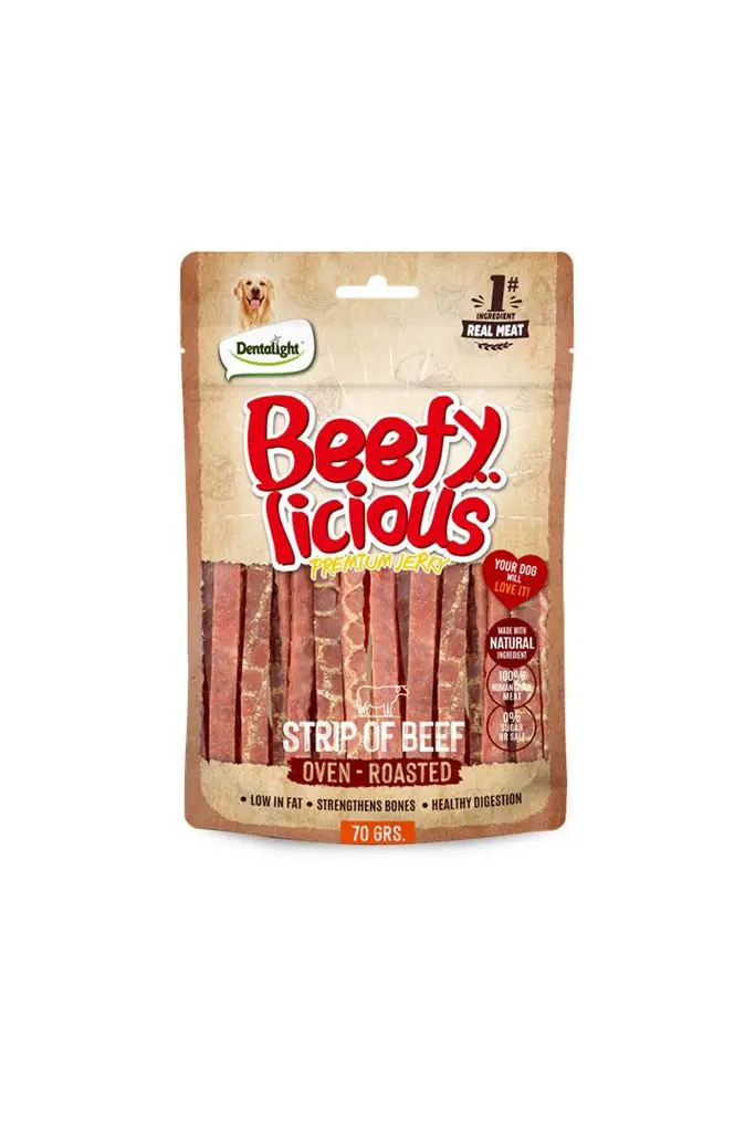 Ürün görseli: Dentalight Beefy Strip Sığır Etli Köpek Ödül Şeridi 70 Gr