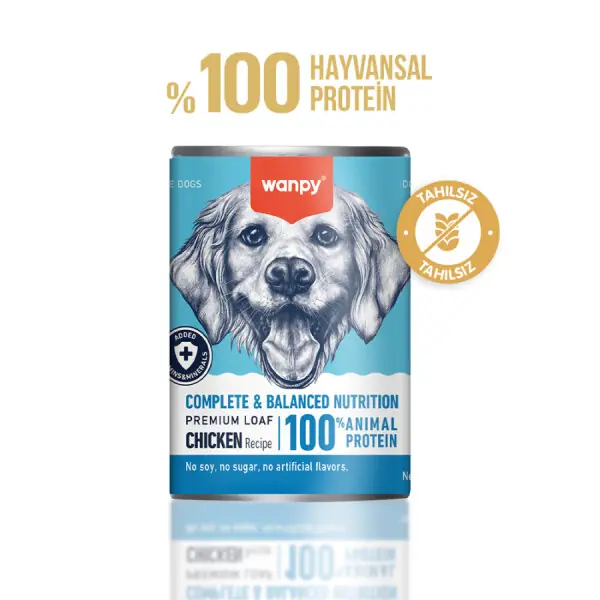 Ürün görseli: Wanpy Tahılsız Köpek %100 Gerçek Et 375 gr Tavuklu Konserve 