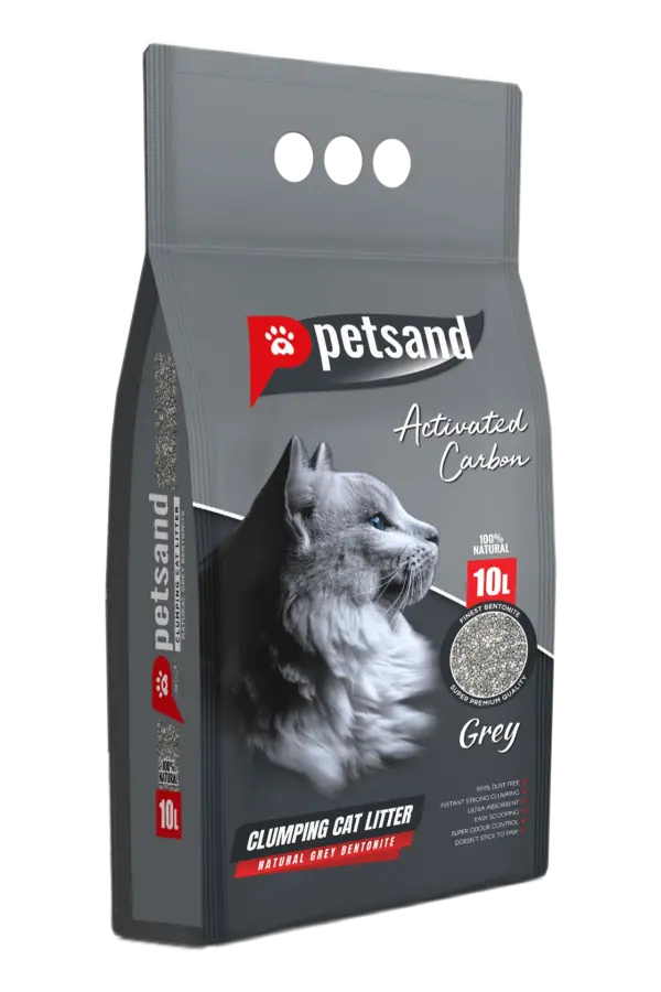 Ürün görseli: PetSand Aktif Karbonlu Grey Kedi Kumu 10 LT