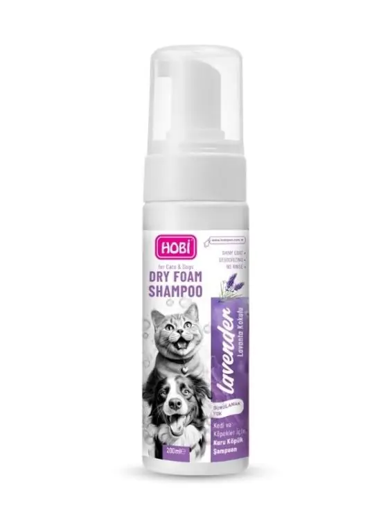 Ürün görseli: Hobi Lavanta Özlü Kedi ve Köpekler İçin Köpük Şampuan 200ml