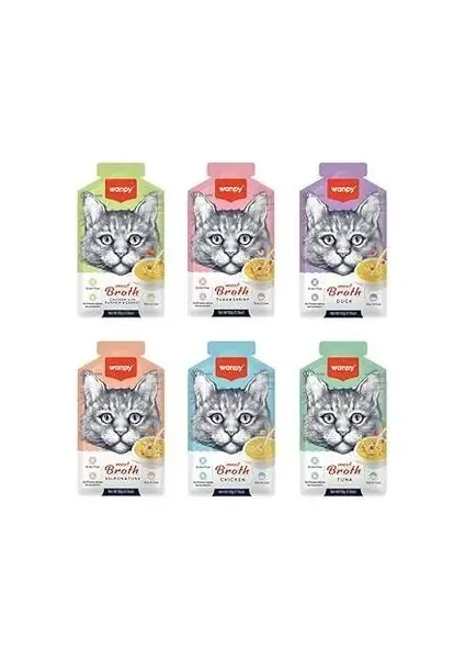 Ürün görseli: Wanpy Kedi Çorbası 12 Adet Karışık Kedi Ödülü Maması 12X50 gr Kedi Maması