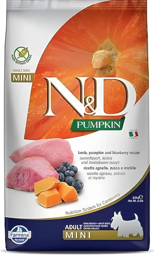 Ürün görseli: N&D Pumpkin Kuzu Etli Balkabaklı ve Yaban Mersinli 2.5 kg Küçük Irk Yetişkin Köpek Maması
