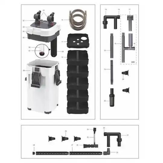 Ürün görseli: Sobo 903F UV Lambalı Dış Filtre 9W 1000L/S