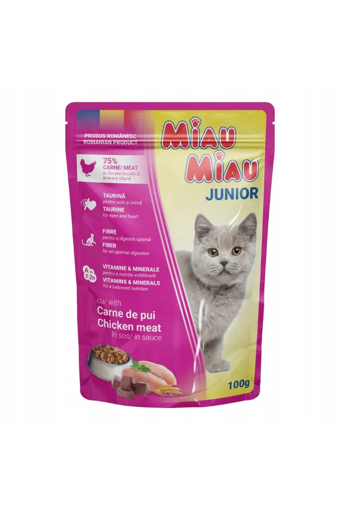 Ürün görseli: Miau Miau Kitten Tavuklu Yavru Kedi Konservesi 100gr