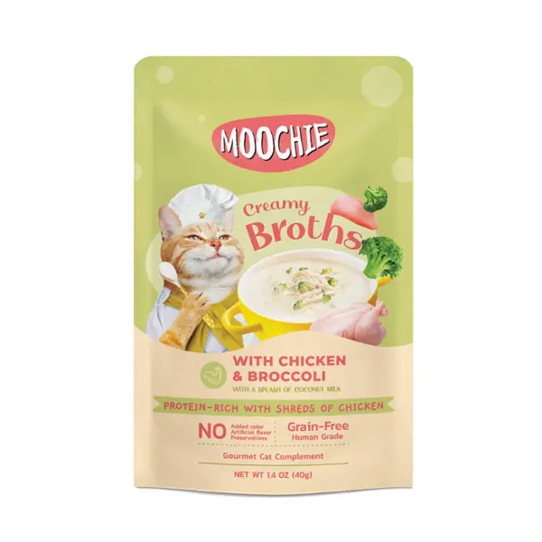 Ürün görseli: Moochie Çorba Kedi Ödülü Tavuk-Brokoli 40 Gr