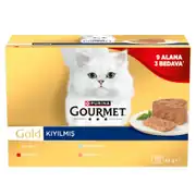 Gourmet Gold Kıyılmış Tavuklu , Somonlu, Sığır Etli, Ton Balıklı Yaş Kedi Maması 85 gr. (12 Al 9 Öde)