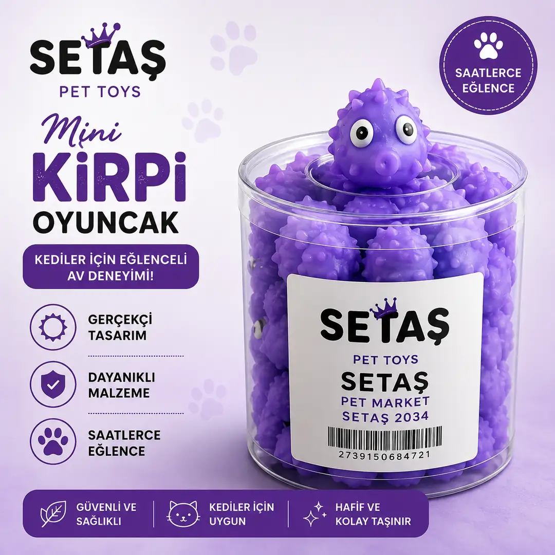 Ürün görseli: Setaş Pet Toys Mini Kirpi Kedi Oyuncağı 25'li