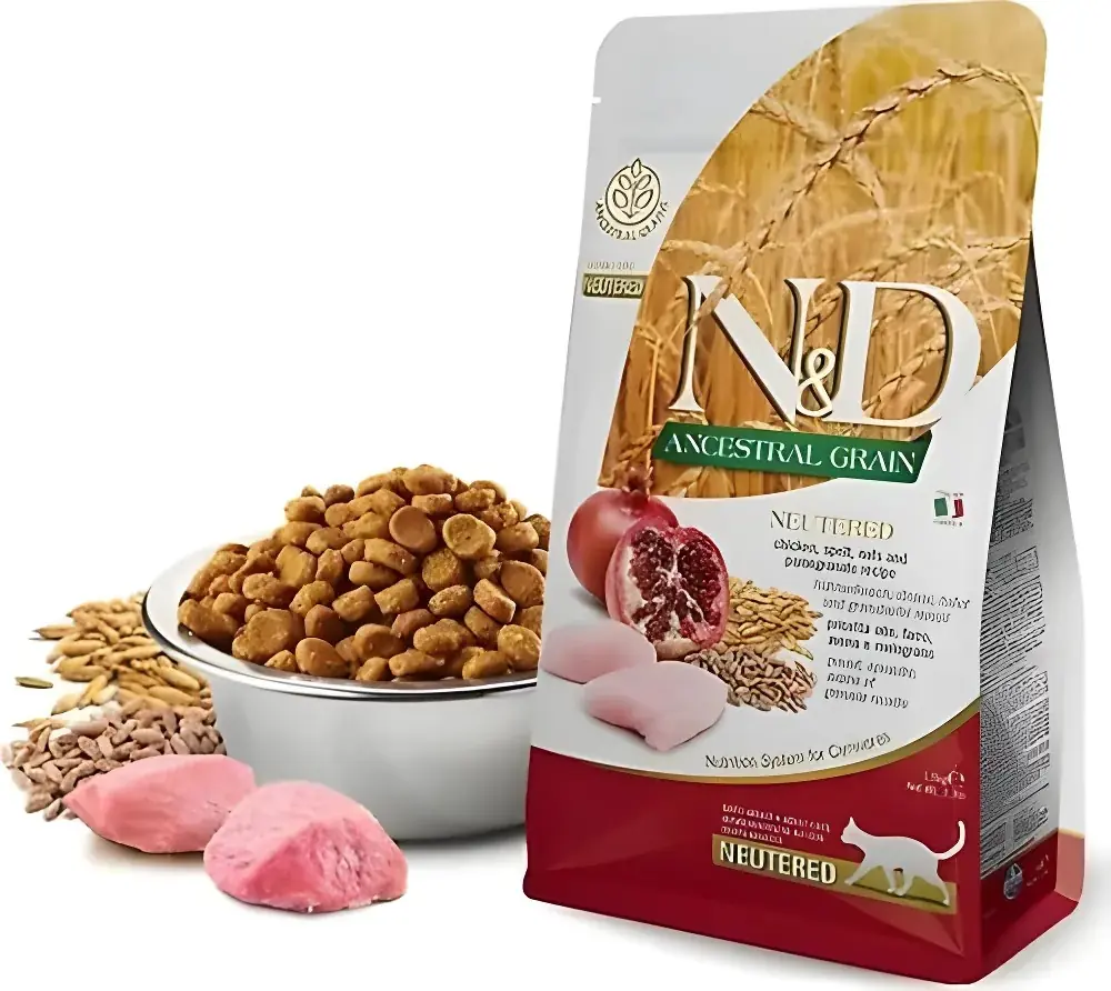 Ürün görseli: N&D Düşük Tahıllı Tavuklu ve Narlı Kısırlaştırılmış 10 kg Yetişkin Kedi Maması