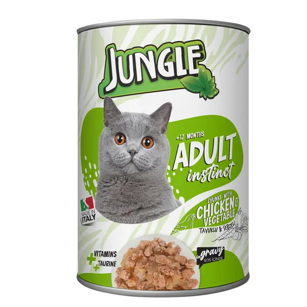 Ürün görseli: Jungle Kedi 415 gr Tavuklu-Sebzeli Konserve 24 Adet