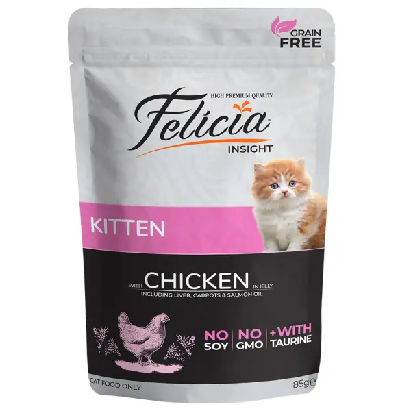 Ürün görseli: Felicia Jöle İçinde Tavuklu Taurinli Tahılsız Yavru Kedi Konservesi 85gr