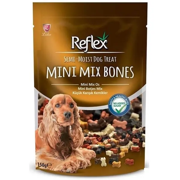 Ürün görseli: Reflex Küçük Karışık Kemikler Yarı Yumuşak Köpek Ödül Maması 150gr